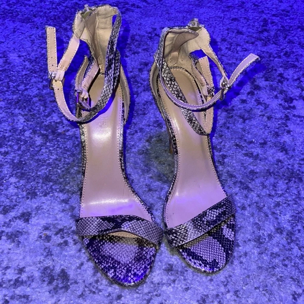 Charlotte Russe Snakeskin Double Buckle Ankle Strap Sandal Heels Size: 8